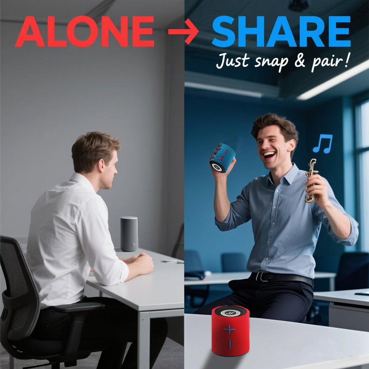 TWIN 2 Portable Bluetooth Speaker with Magnetic 2-in-1 Design IPX4 Water Resistant 10H Playtime TWS Pairing BT5.3 FM Radio for Home Party Outdoor Beach Audio Stereo 20W Subwoofer